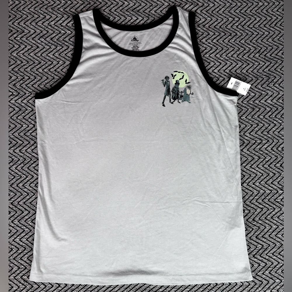 Disney Haunted Mansion Gray Tank Top with Black Trim,  hitchhiking ghosts